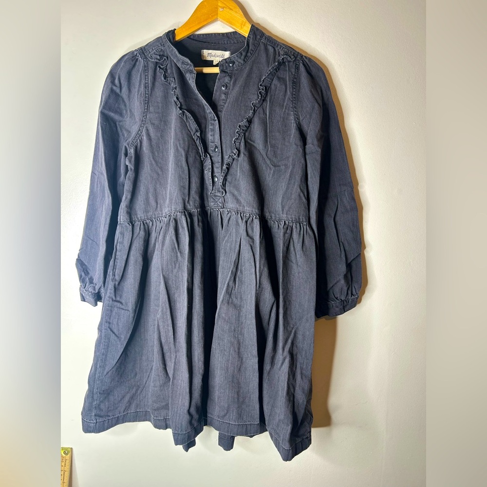 Denim Babydoll Shirtdress in Washed Black